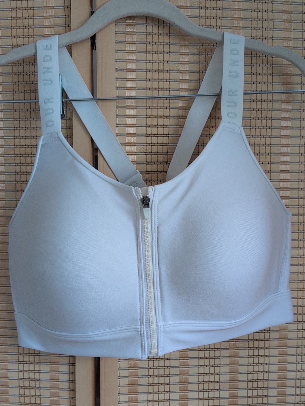 Underarmour High-Support Front-Zip Sports Bra in White